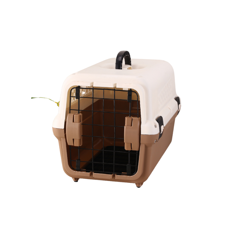 YES4PETS small brown plastic pet carrier for cats and small dogs – durable and safe travel carrier
