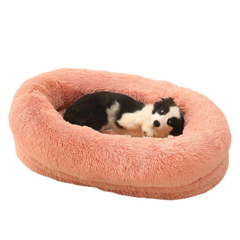 Blush Pink Donut Pet Bed – Plush Comfort (S)
