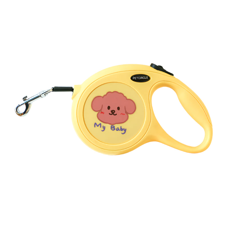 Yellow 5m Cartoon Retractable Dog Leash