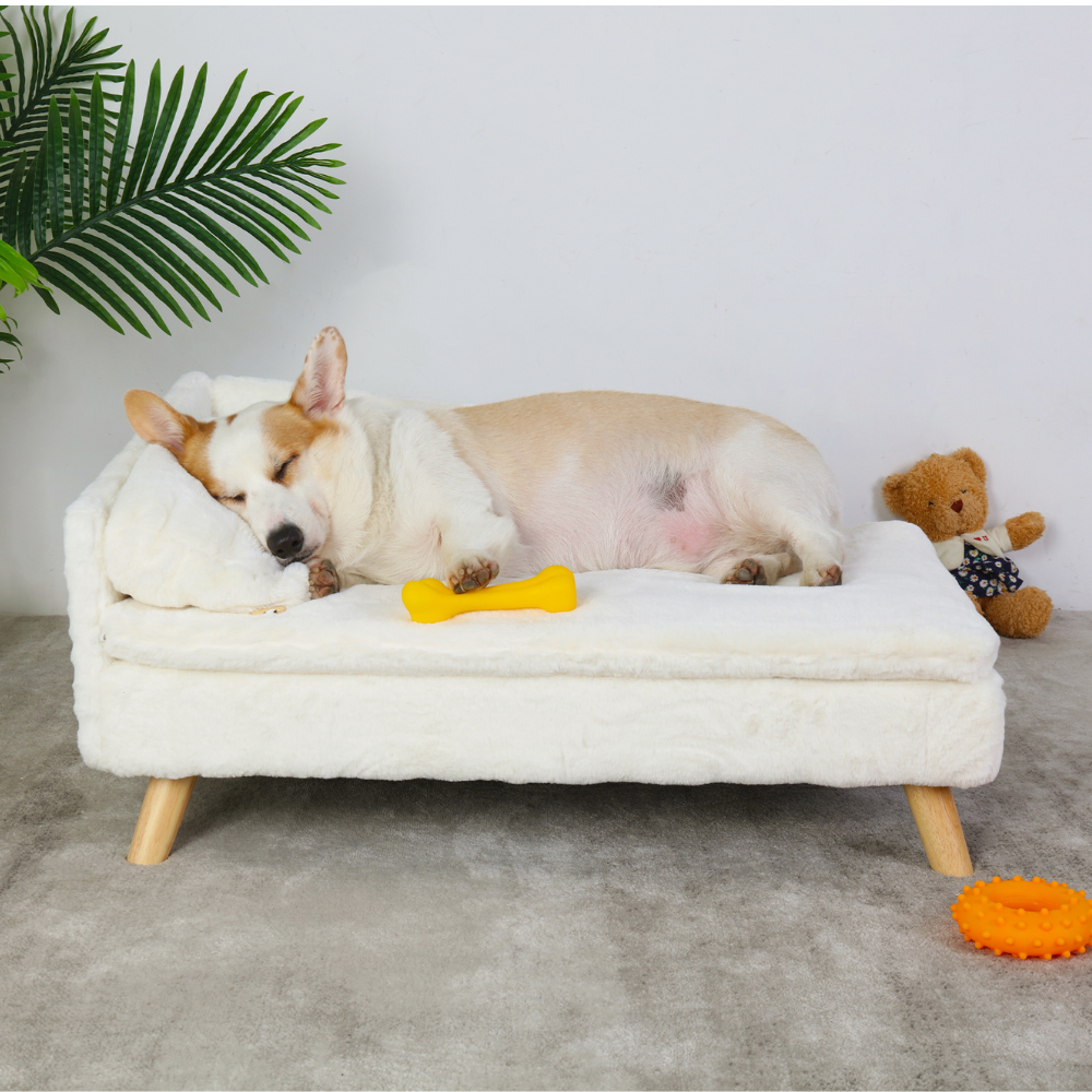 Elevated Pet Bed Nordic Pet Stool Bed with Waterproof Cozy Pad