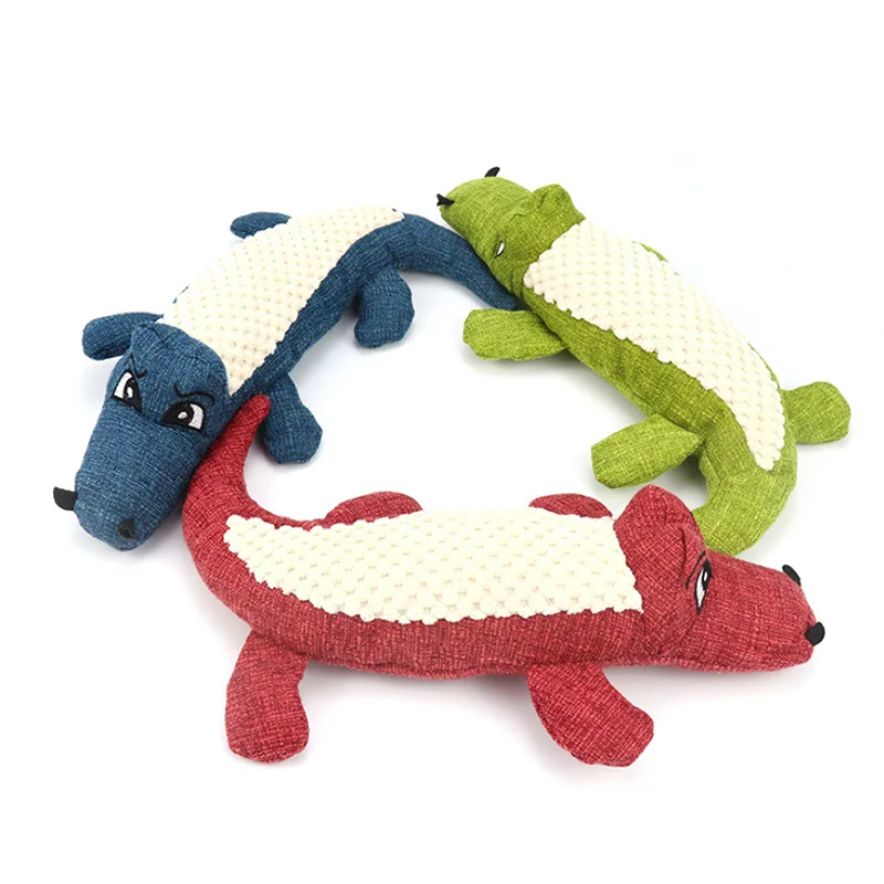 Interactive Plush Alligator Chew Toy for Dogs