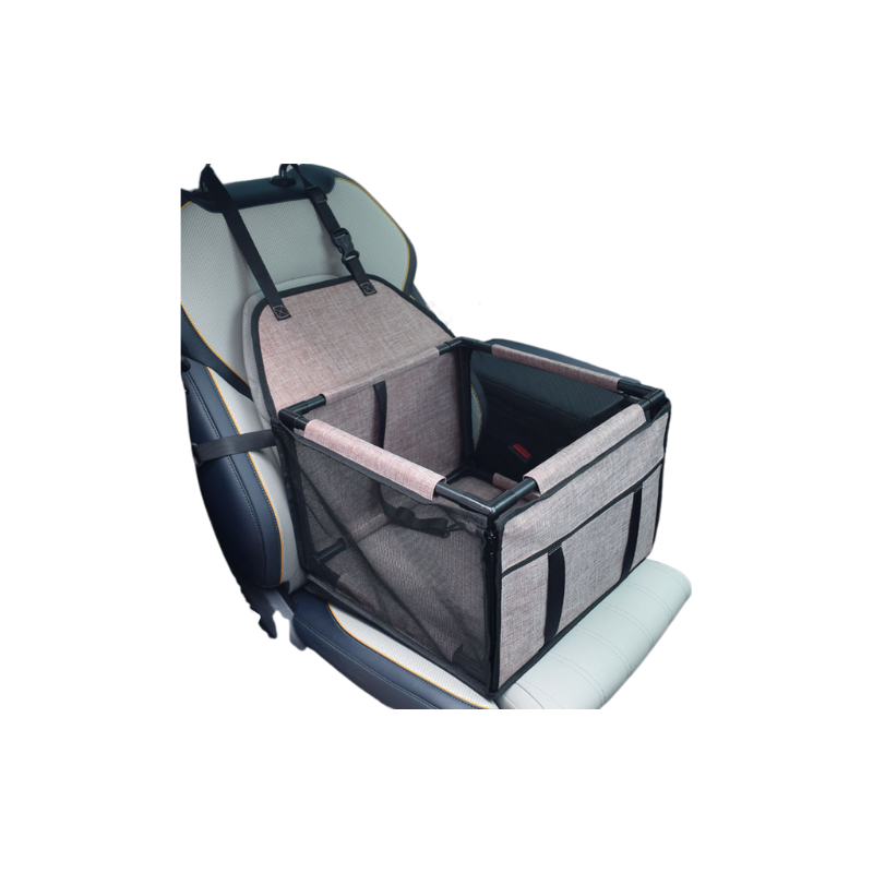 Brown Easy Install Dog Car Seat - Mesh Booster for Small Pets