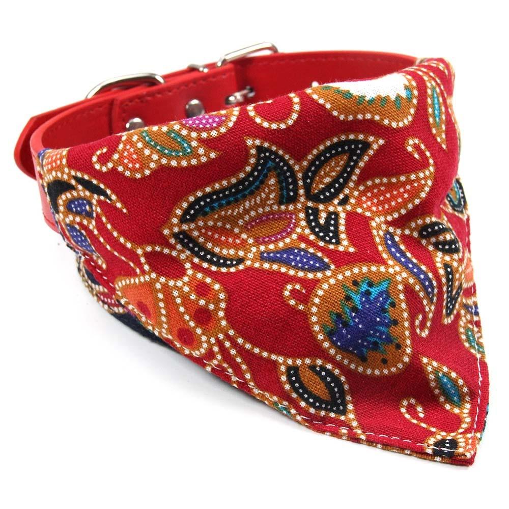Cotton Pet Bib Cat Headband Dog Saliva Towel - Size L - Red