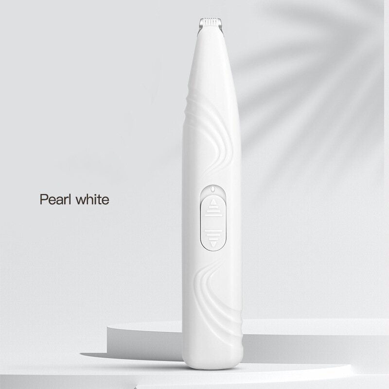 Pearl White Portable Pet Hair Trimmer with Precision Blade