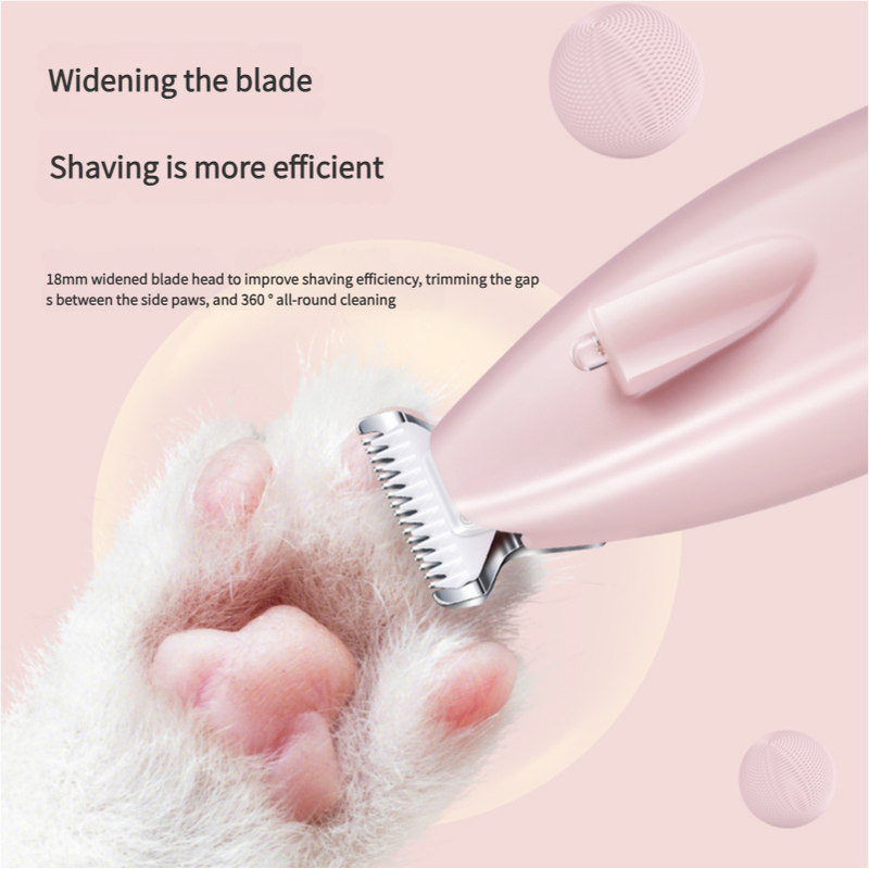 Sakura Pink Pet Hair Trimmer with LED Light, USB Rechargeable