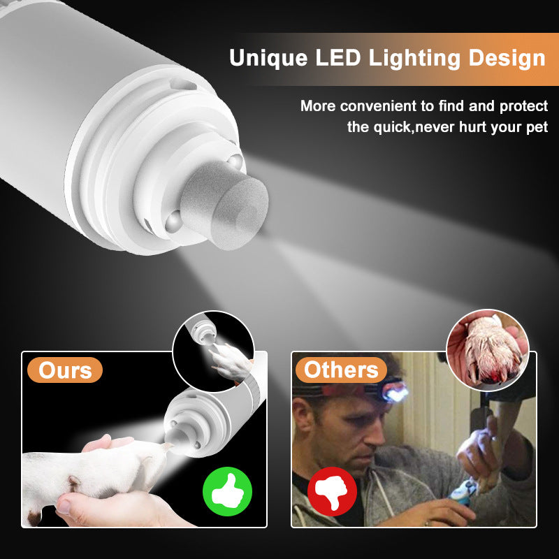 Rechargeable Pet Nail Grinder with Quiet Motor and LED Lights