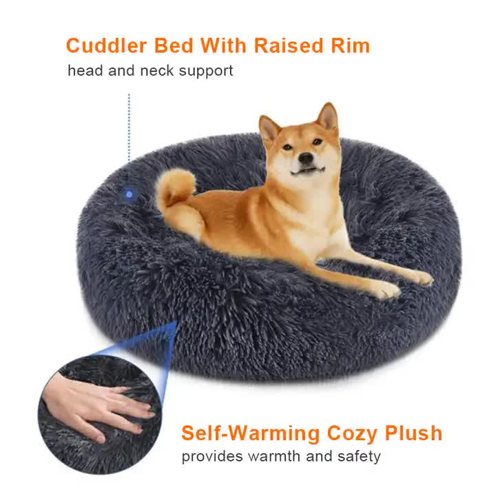 Calming Donut Pet Bed Soft Faux Fur