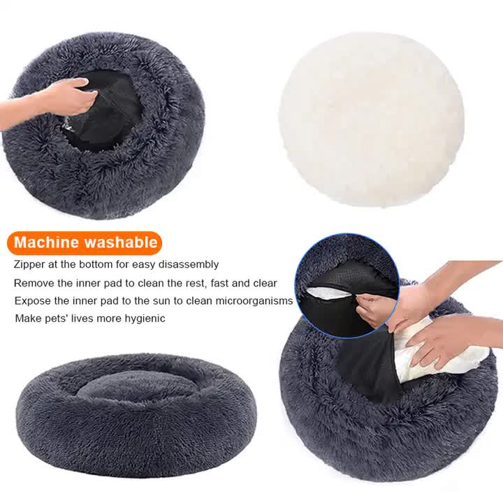 Calming Donut Pet Bed Soft Faux Fur