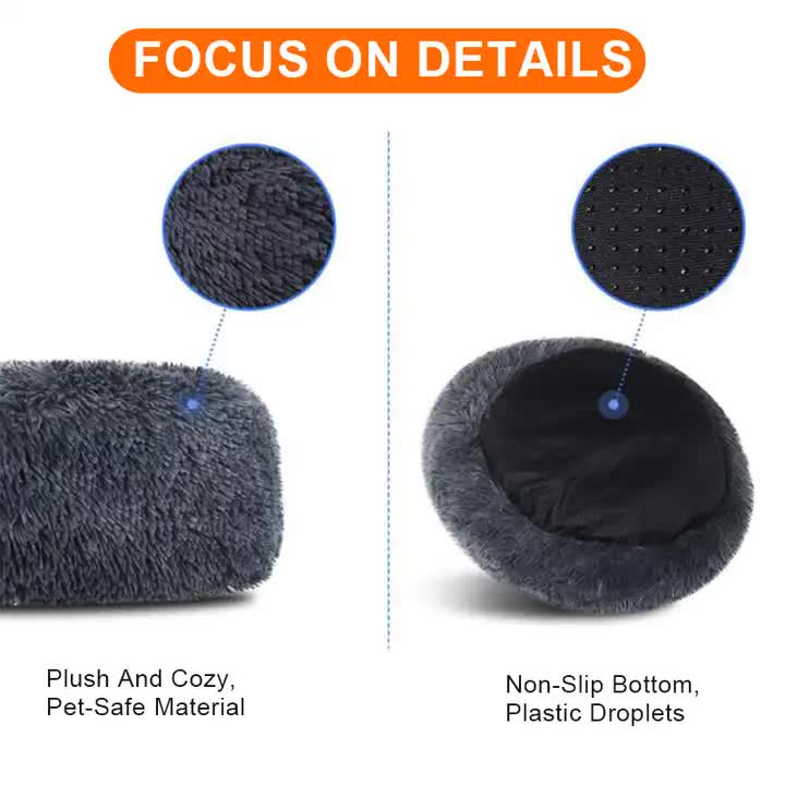 Calming Donut Pet Bed Soft Faux Fur