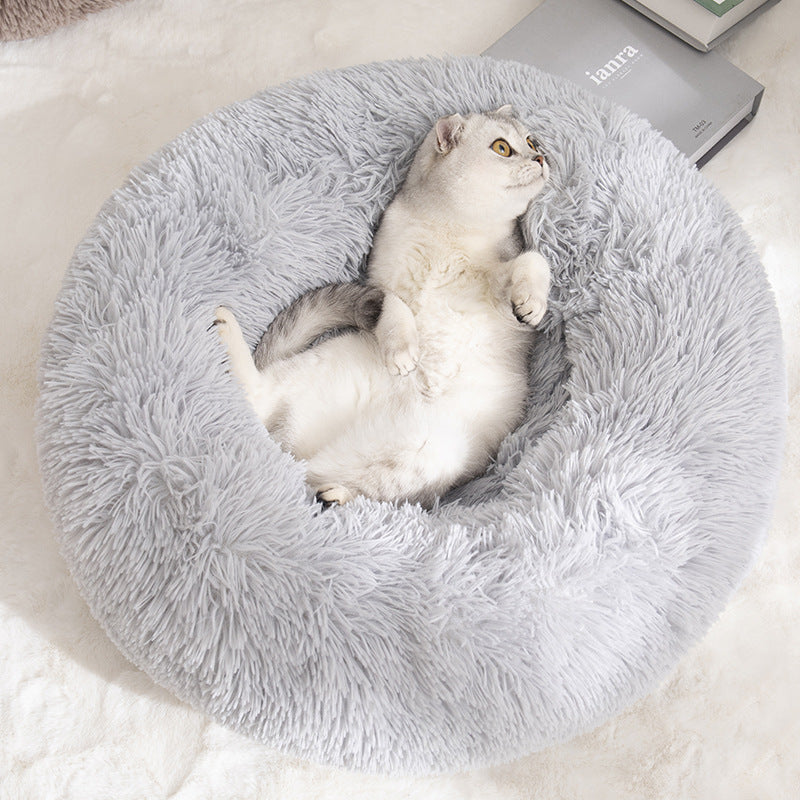 Calming Donut Pet Bed Soft Faux Fur
