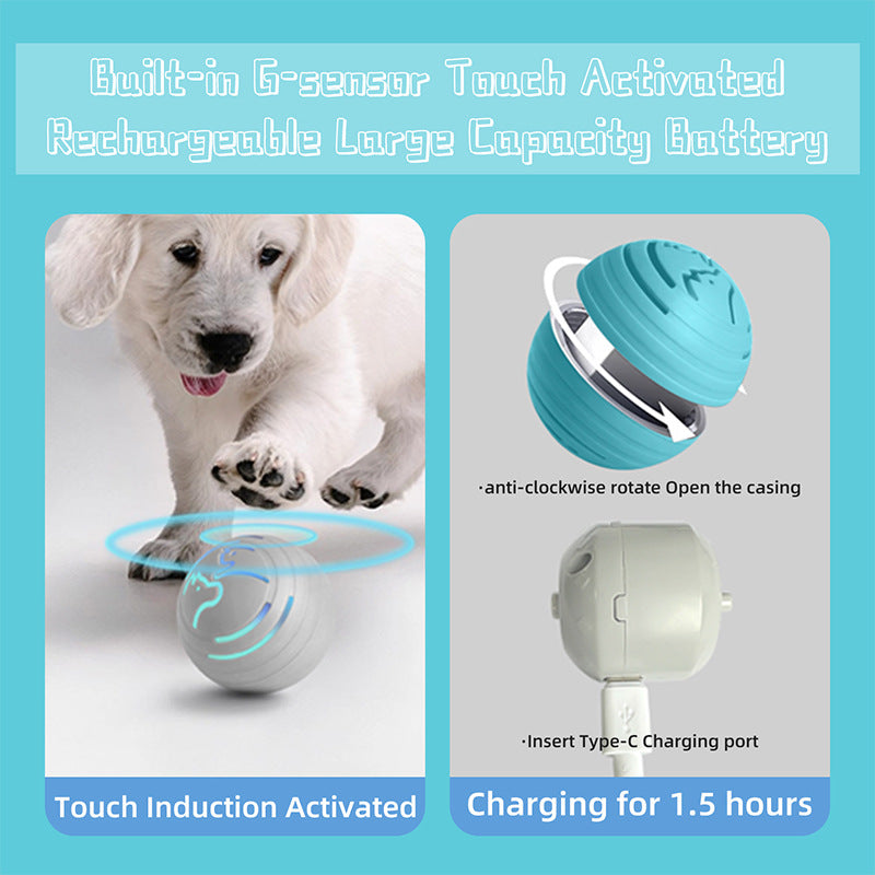 2PCS Pink Rechargeable Automatic Jumping Pet Toy Ball