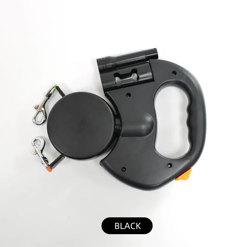 Black Dual Retractable Dog Leash | 2-in-1 Automatic Pet Leash