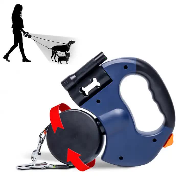 Black Dual Retractable Dog Leash | 2-in-1 Automatic Pet Leash