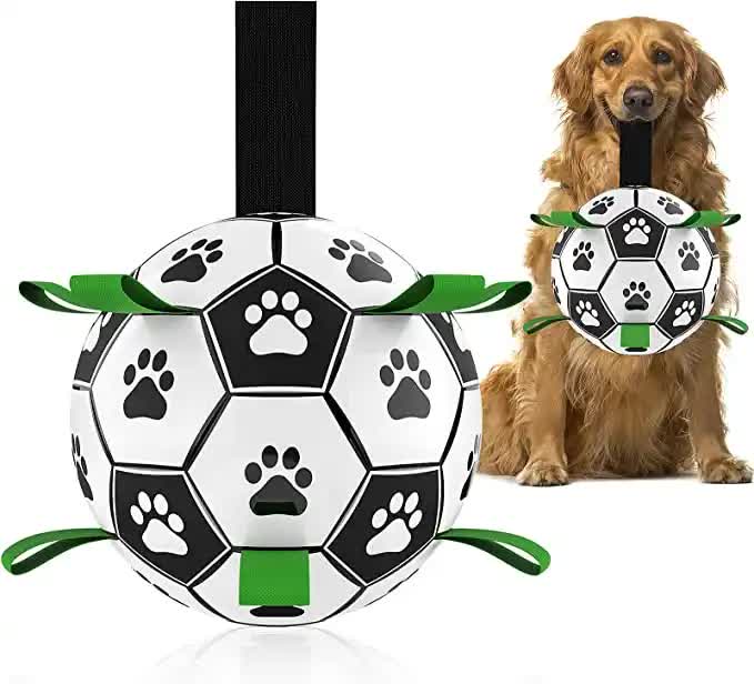 19*19cm Interactive Dog Toy Soccer Ball with Rope
