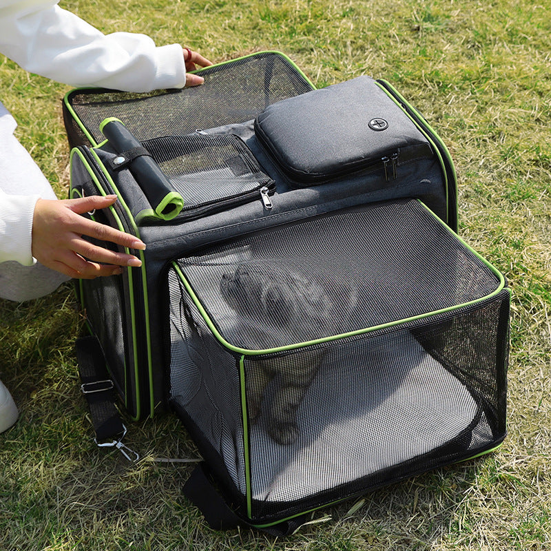 Gray Blue Pet Carrier – Expandable Backpack for Cats & Dogs