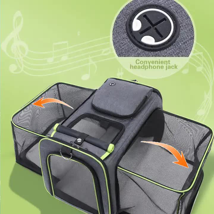 Gray Blue Pet Carrier – Expandable Backpack for Cats & Dogs
