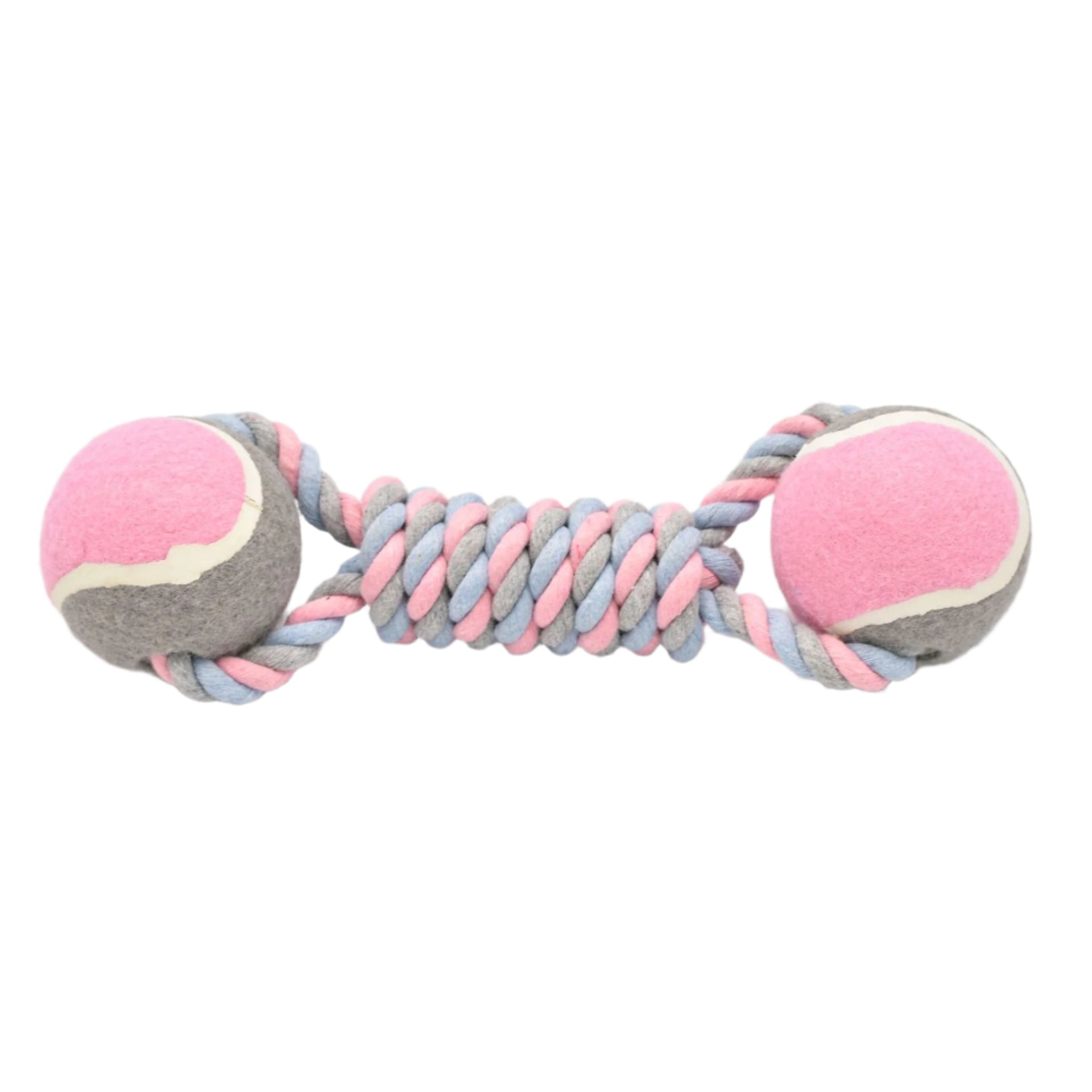 2 PCS Pink Durable Cotton Rope and Tennis Ball Dog Toy Set