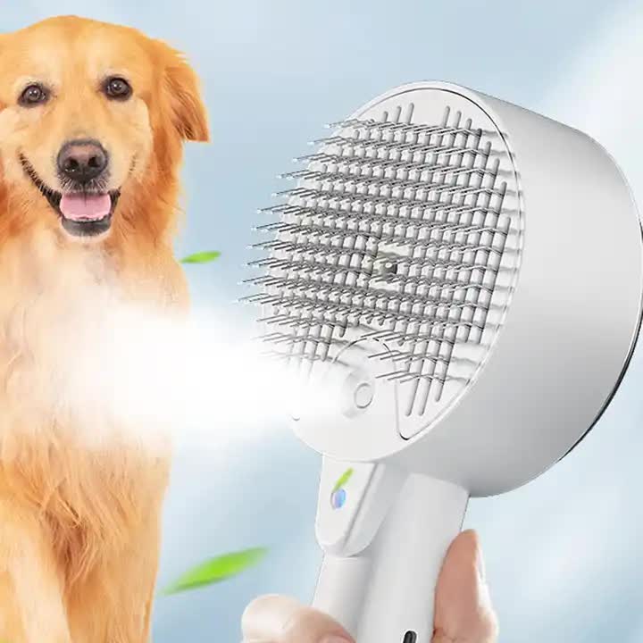 Pink Pet Grooming Spray and Massage Brush
