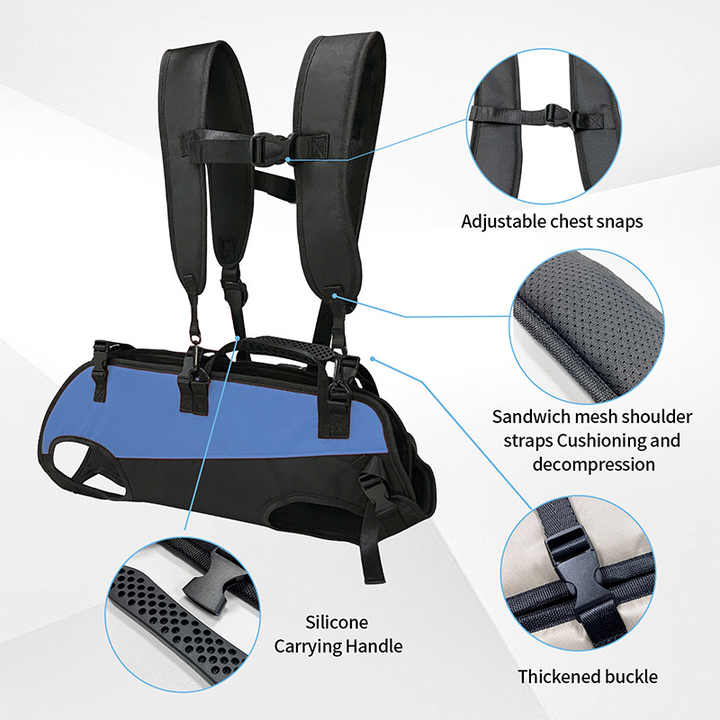 M Blue Multifunctional Pet Backpack with Adjustable Straps