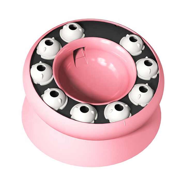Pink Interactive Slow Feeder Cat Bowl - 15° Tilt Design