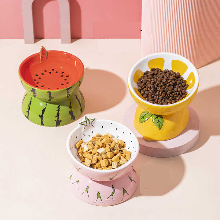 Banana Ceramic Elevated Pet Food Bowl