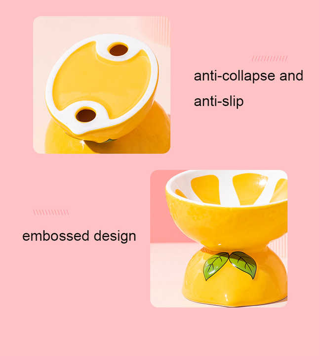 Banana Ceramic Elevated Pet Food Bowl