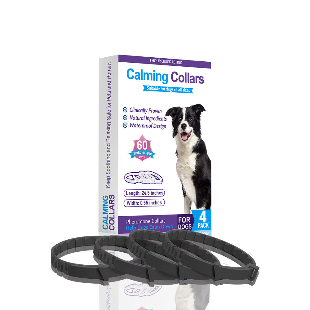 Black Calming Collars for Dogs - Natural Stress Relief 4 Pack