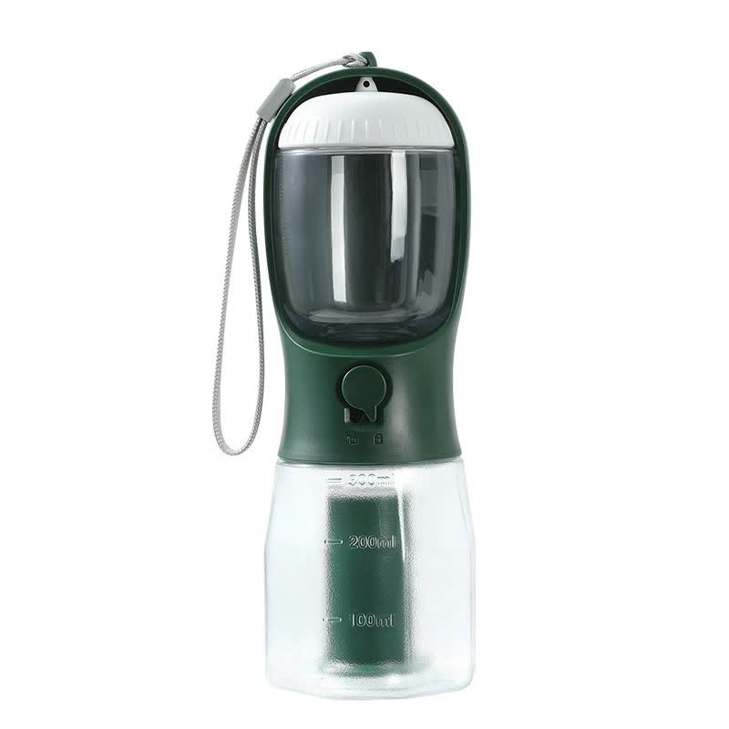 Green 3-in-1 Portable Pet Water Bottle with Food Storage
