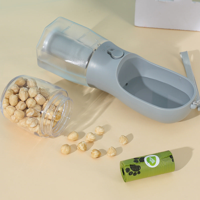 Green 3-in-1 Portable Pet Water Bottle with Food Storage