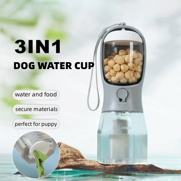 300ml White 3-in-1 Portable Pet Water Bottle