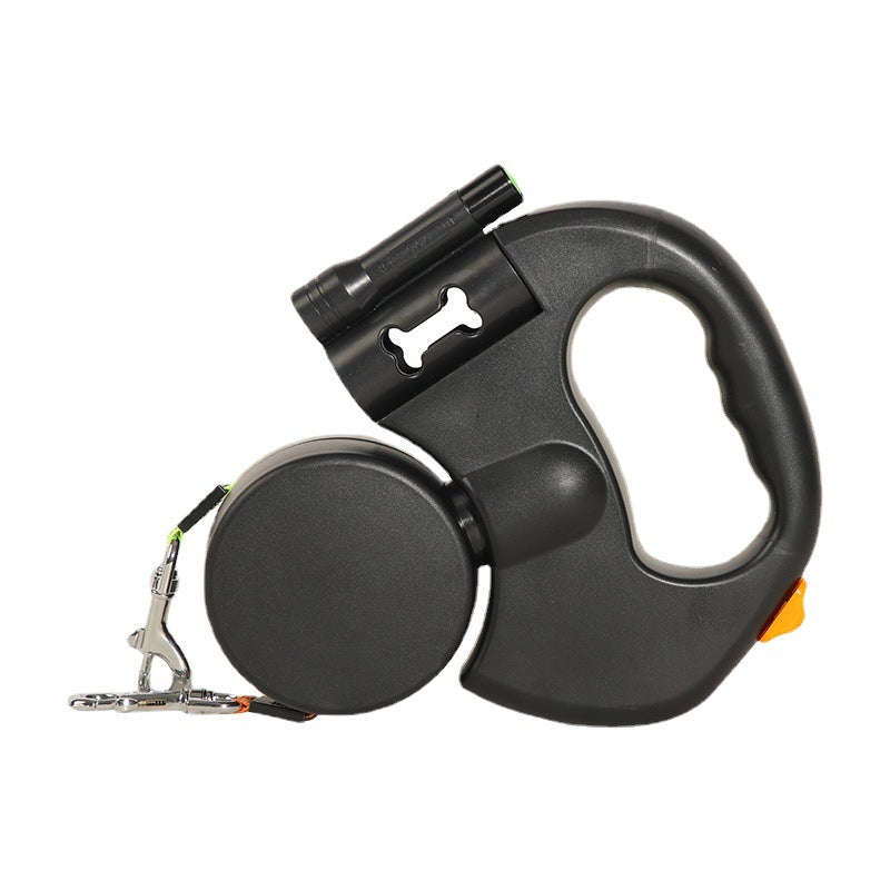 Black Replaceable Battery Dog Leash with Flashlight