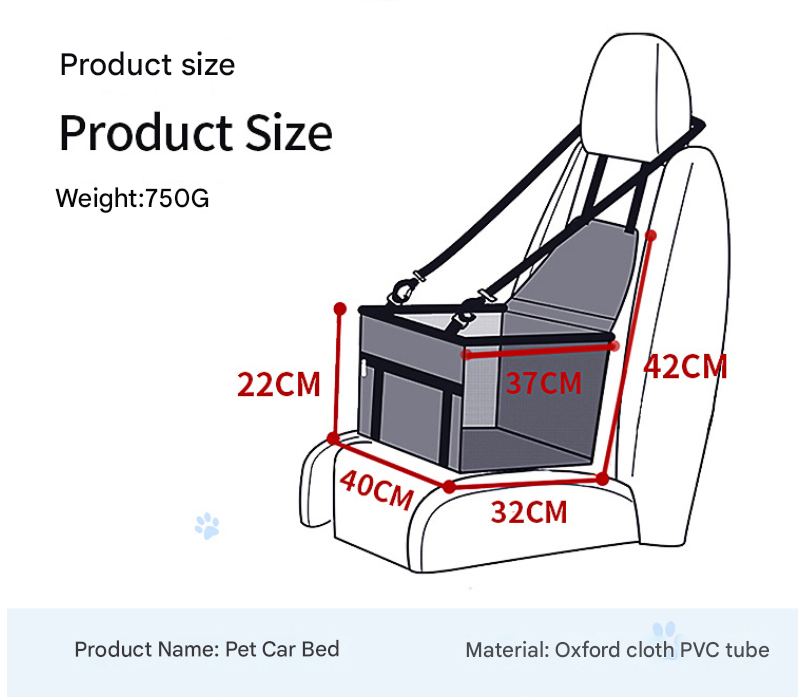 Gray footprints Portable Pet Car Seat for Dogs and Cats