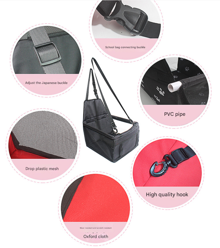 Gray footprints Portable Pet Car Seat for Dogs and Cats