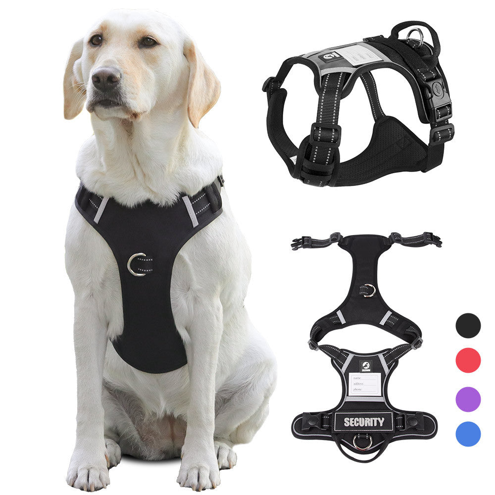Size L Black Reflective No-Pull Dog Harness