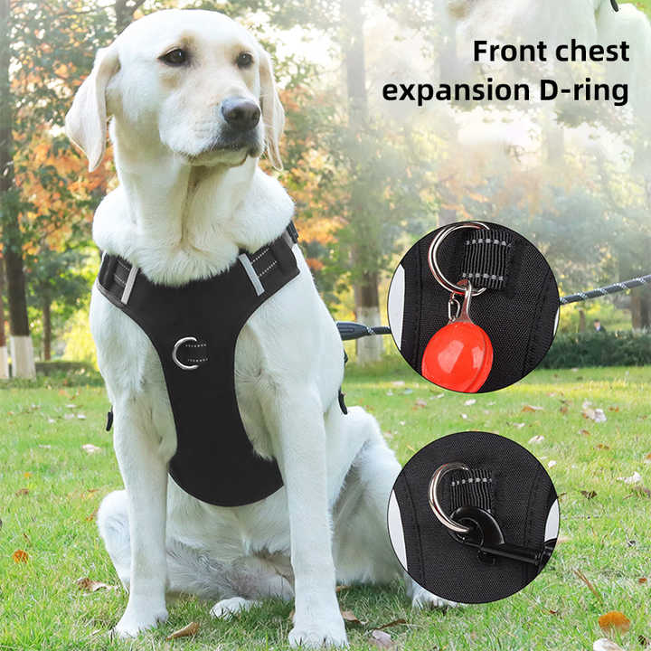 Size L Black Reflective No-Pull Dog Harness