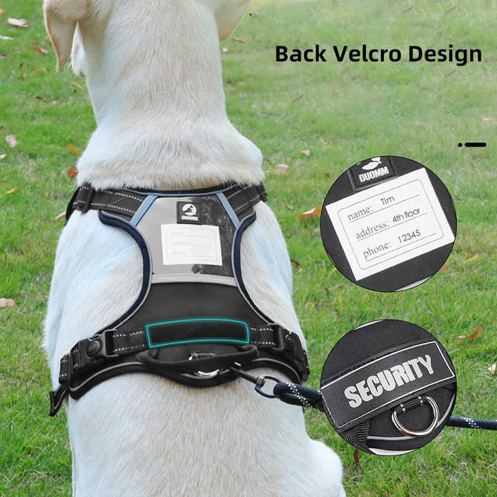 Size L Black Reflective No-Pull Dog Harness