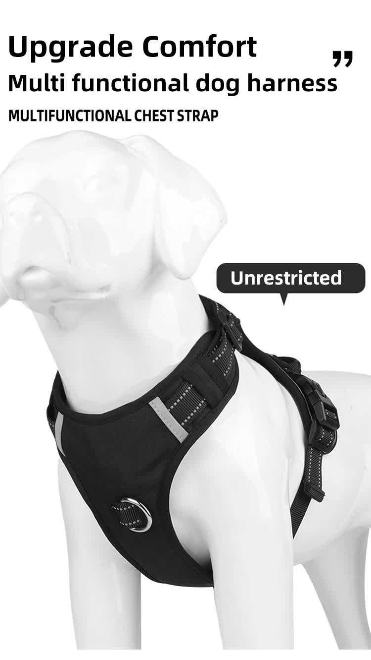 Size L Black Reflective No-Pull Dog Harness
