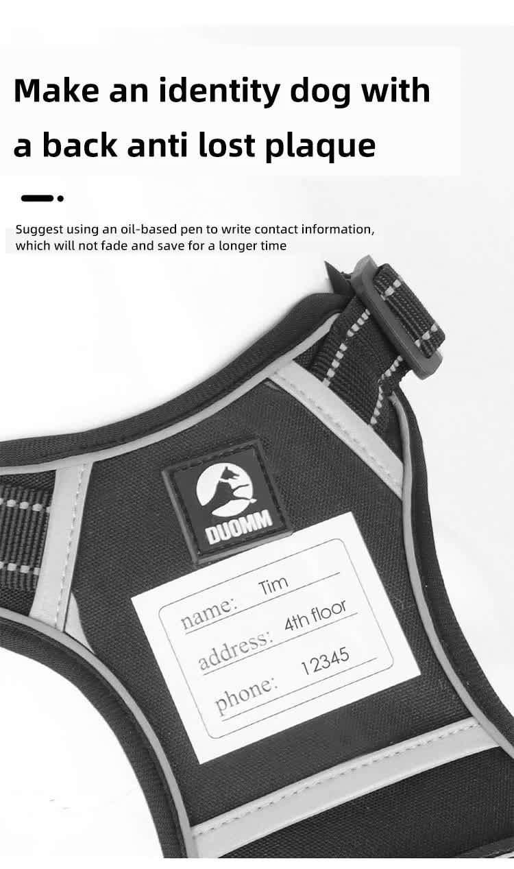 Size L Black Reflective No-Pull Dog Harness