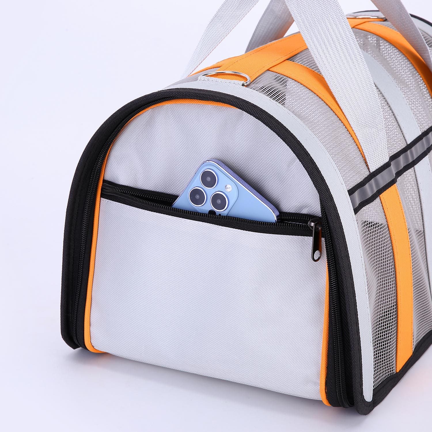 S Blue & White Foldable Pet Carrier