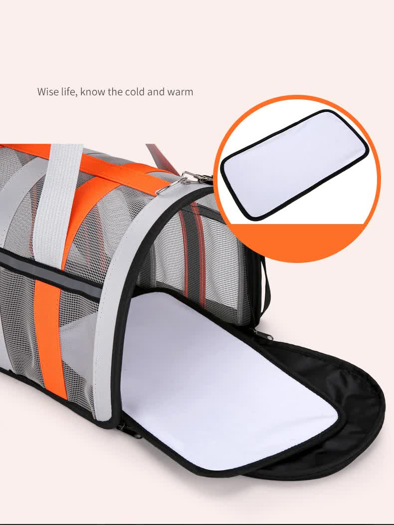 S Blue & White Foldable Pet Carrier