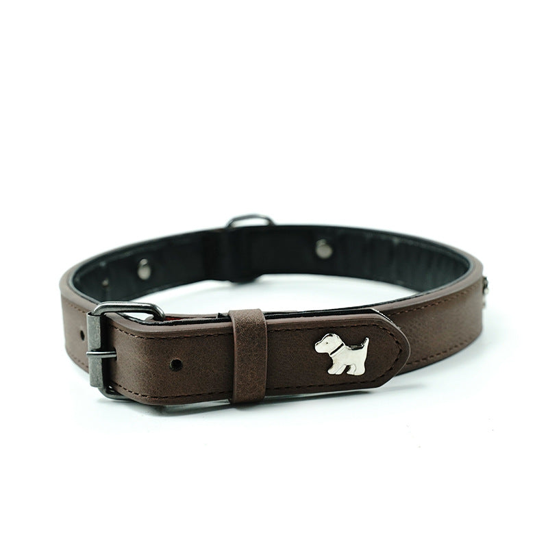 2 PCS Brown Soft Leather Dog Collar -S-(48*2.0cm)