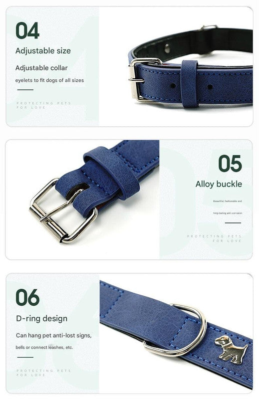 2 PCS Soft Leather Dog Collar - M-(58*2.5cm)