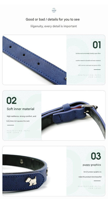 2 PCS Soft Leather Dog Collar - M-(58*2.5cm)
