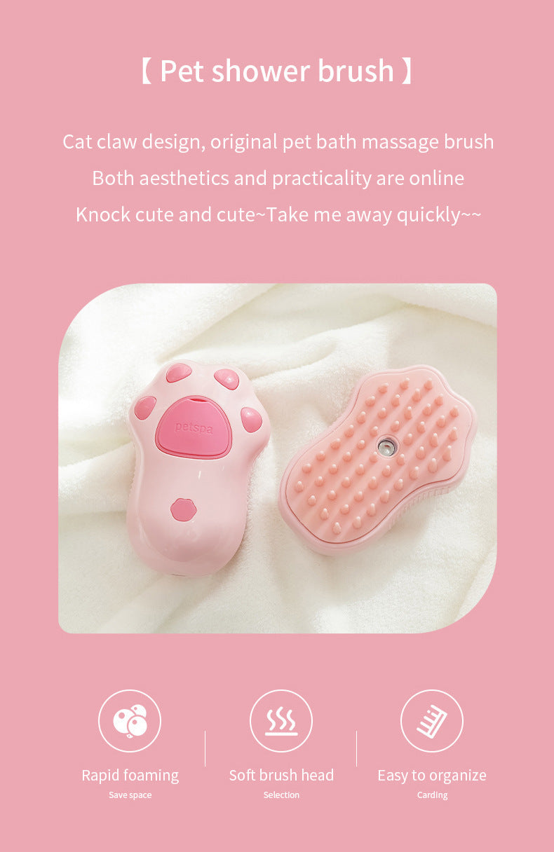 2 PCS Pink Cat Paw Electric Pet Brush