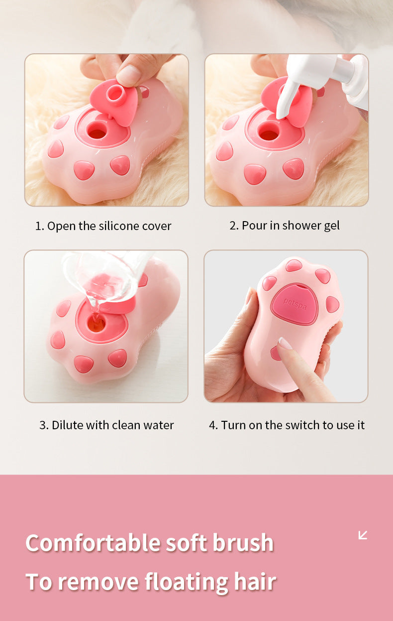 2 PCS Pink Cat Paw Electric Pet Brush