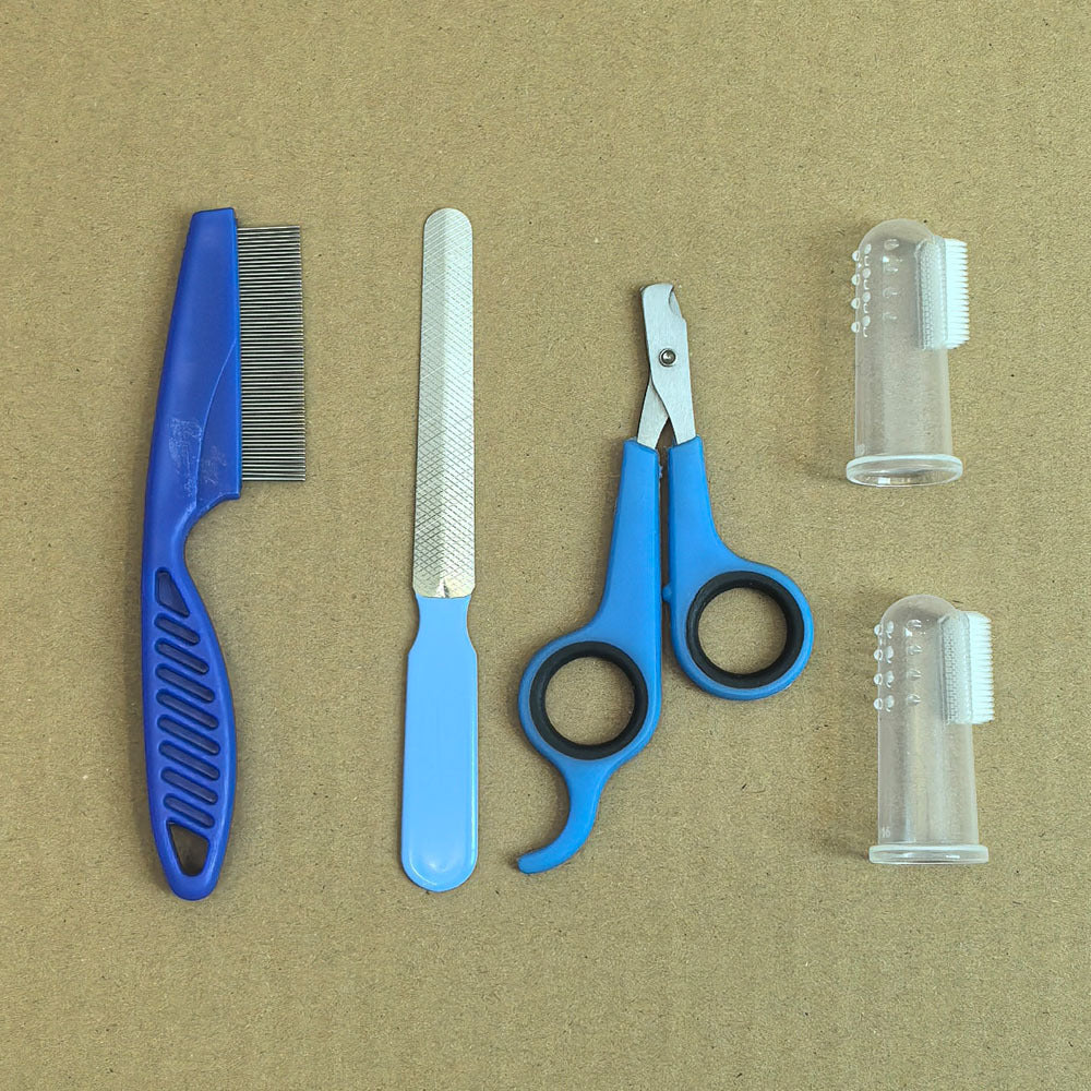 Blue 8-Piece Pet Grooming Tool Set - Brushes