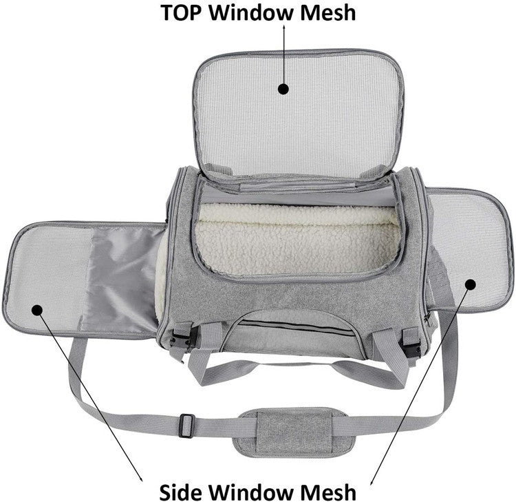 Portable Pet Bag for Small Dogs and Cats - Gray Travel Tote
