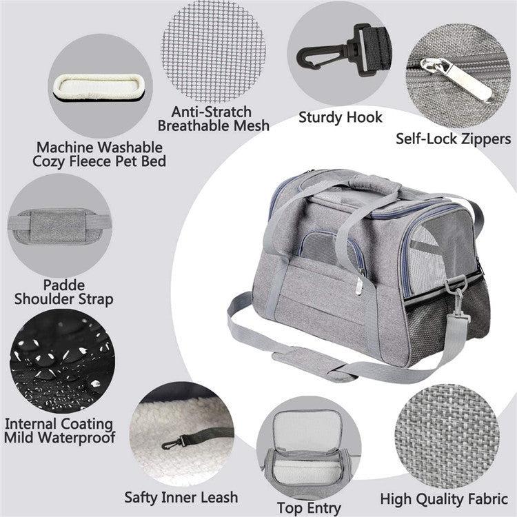 Portable Pet Bag for Small Dogs and Cats - Light pink Travel Tote