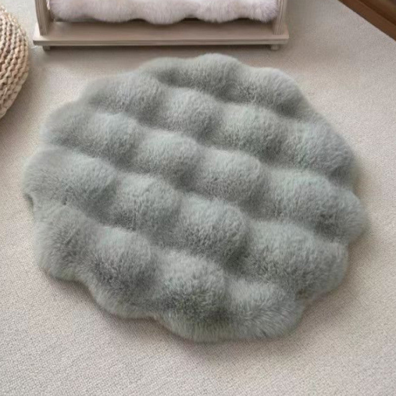 Matcha color Plush Round Cat Mat - Soft Faux