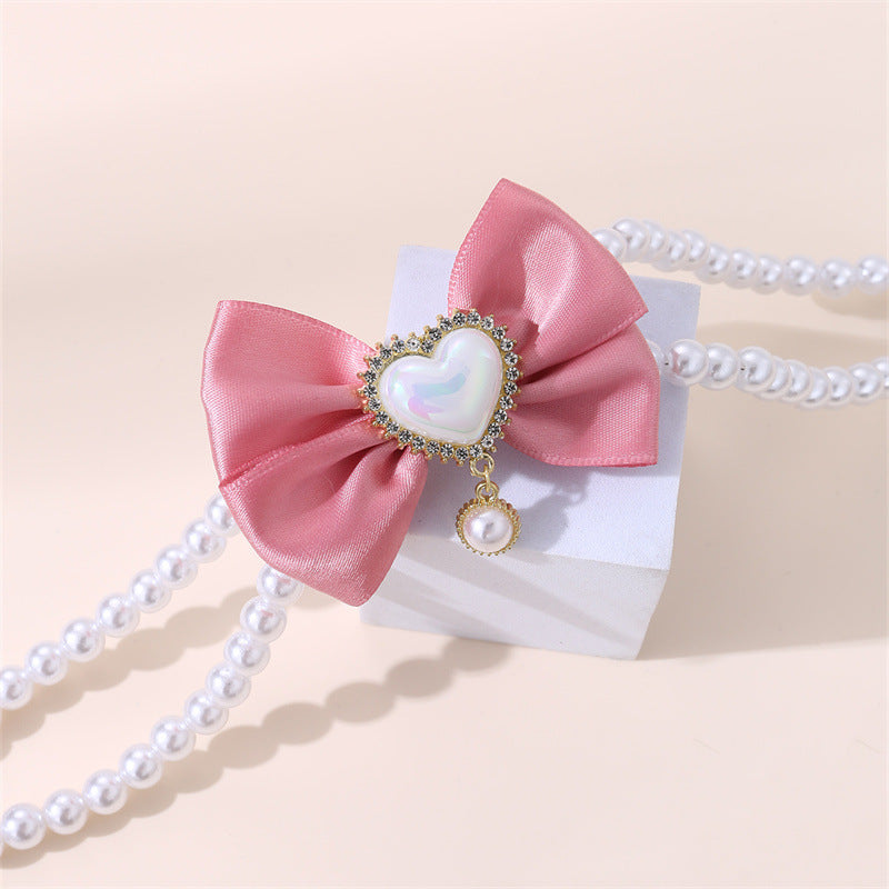Pink 2 - PCS Cute Pet Pearl Necklace Collar - Size S